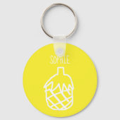Geel anananas modern eenvoudig ontwerp sleutelhanger (Voorkant)