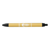 Geel Anchor Monogrammed Zwarte Inkt Pen (Voorkant)