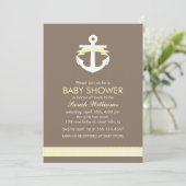 Geel Anchor Nautical Baby shower Kaart (Staand voorkant)