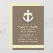 Geel Anchor Nautical Baby shower Kaart (Voorkant / Achterkant)