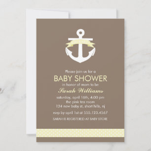 Geel Anchor Nautical Baby shower Kaart