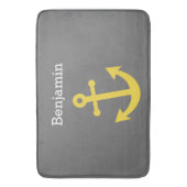 Geel anker met aangepaste naam - Grijs Badmat (Voorkant Verticaal)