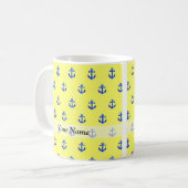 Geel ankerpatroon koffiemok (Voorkant links)