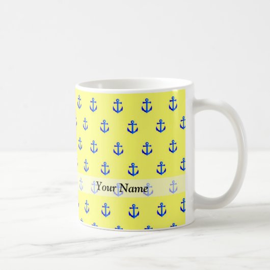 Geel ankerpatroon koffiemok (Rechts)