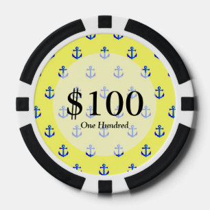 Geel ankerpatroon poker chips