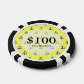 Geel ankerpatroon poker chips (Enkel)