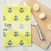 Geel ankerpatroon theedoek (Quarter Fold)