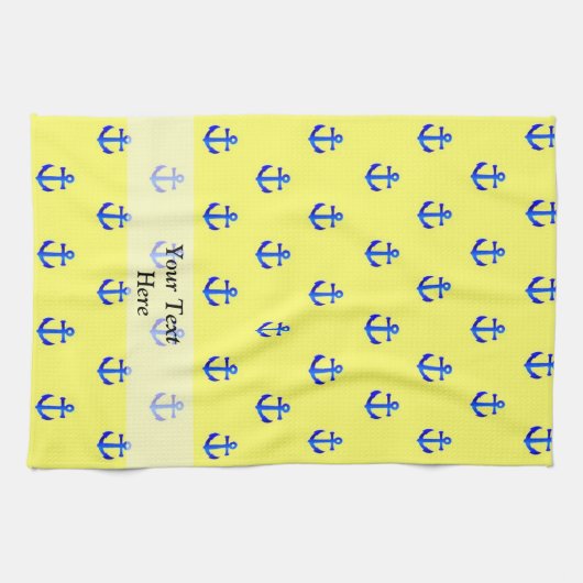 Geel ankerpatroon theedoek (Horizontaal)