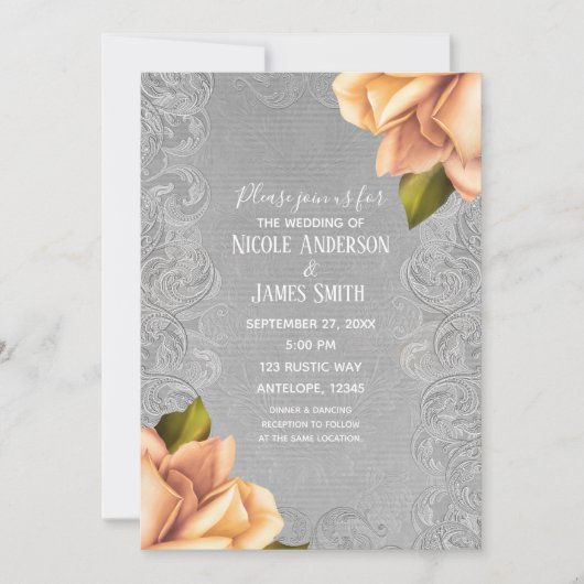 Geel Antiek Roos Elegant Wedding Kaart (Voorkant)