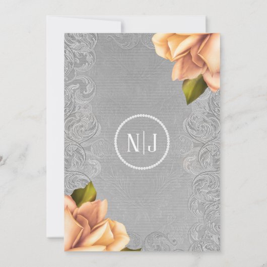 Geel  Antiek Roos Elegant Wedding Kaart (Achterkant)