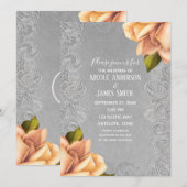 Geel  Antiek Roos Elegant Wedding Kaart (Voorkant / Achterkant)