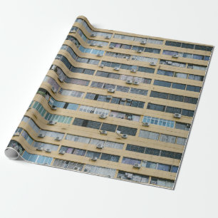 Geel appartementgebouw cadeaupapier