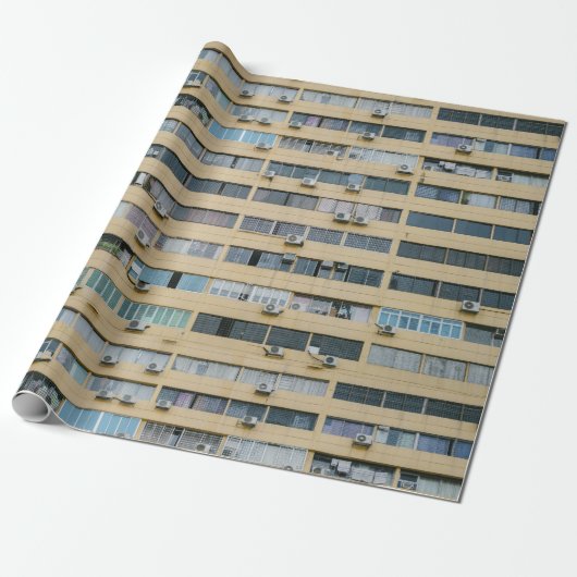Geel appartementgebouw cadeaupapier (Uitgerold)