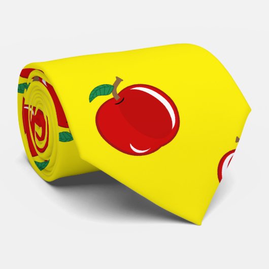 Geel appelpatroon stropdas (Opgerold)