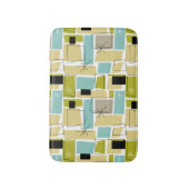 Geel Aqua Blue Green Funky Squares Midden Centraal Badmat (Voorkant Verticaal)