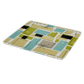 Geel Aqua Blue Squares Starburst midden eeuw Snijplank (Hoek)