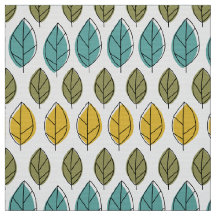 geel aqua groen Mod bladeren patroon stof