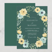 Geel Aqua Loof Eucalyptus Bruiloft Kaart (Voorkant / Achterkant)