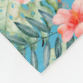 Geel Aqua Roze Perzik Hibiscus Bloemig Fleece Deken (Hoek)