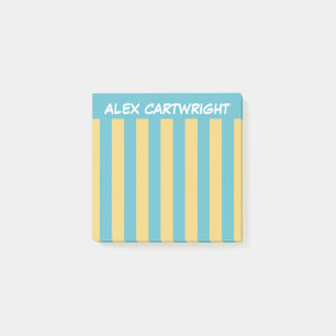 Geel & Aqua Strepen Met Je Naam Post-it® Notes
