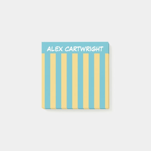 Geel & Aqua Strepen Met Je Naam Post-it® Notes (Voorkant)