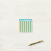 Geel & Aqua Strepen Met Je Naam Post-it® Notes (Op bureau)