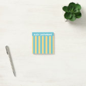 Geel & Aqua Strepen Met Je Naam Post-it® Notes (Kantoor)