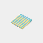 Geel & Aqua Strepen Met Je Naam Post-it® Notes (Schuin)