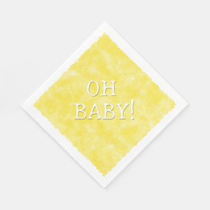 Geel Aquarel Aangepaste Tekst Baby Shower Oh Baby Servet