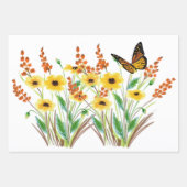 Geel Aquarel Bloemengeschenk Inpakpapier Vel (Voorkant)