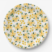 Geel Aquarel Bloementuin Papieren Borden Papieren Bordje (Voorkant)
