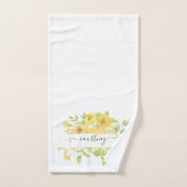 Geel aquarel bloemmotief gepersonaliseerd bad handdoek (Handdoek)