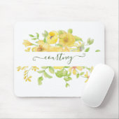 Geel aquarel bloemmotief gepersonaliseerd muismat (Met muis)
