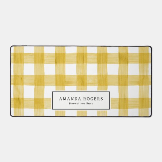 Geel Aquarel Buffalo Plaid flanel modern Bureaumat (Voorkant)