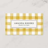 Geel Aquarel Buffalo Plaid QR CODE modern Visitekaartje (Voorkant)