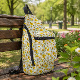 Geel Aquarel Wildbloem Motief Sling Bag