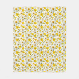 Geel aquarel wilde bloem patronen fleece deken