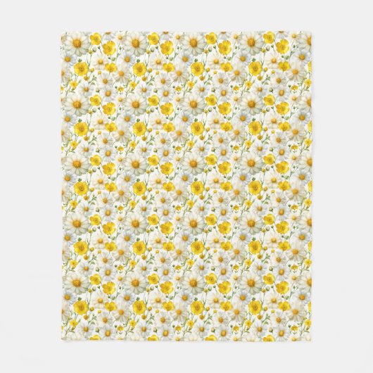 Geel aquarel wilde bloem patronen fleece deken (Voorkant)