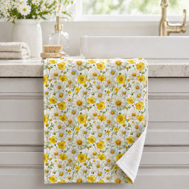 Geel aquarel wilde bloem patronen handdoek