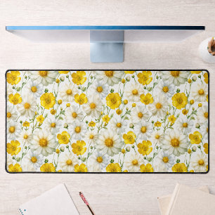 Geel Aquarel Wilde Bloemen Patroon Bureaumat