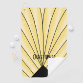 Geel Art Deco ontwerp gepersonaliseerd Golfhanddoek (Insitu)