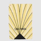 Geel Art Deco ontwerp gepersonaliseerd Golfhanddoek (Voorkant)