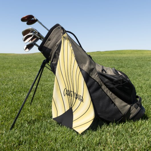 Geel Art Deco ontwerp gepersonaliseerd Golfhanddoek (Groen)