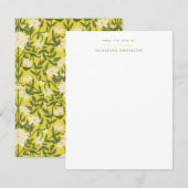 Geel Art Nouveau Bloemen Persoonlijk briefpapier Notitiekaartje (Voorkant / Achterkant)