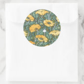 geel Art Nouveau Poppy Ronde Sticker (Tas)