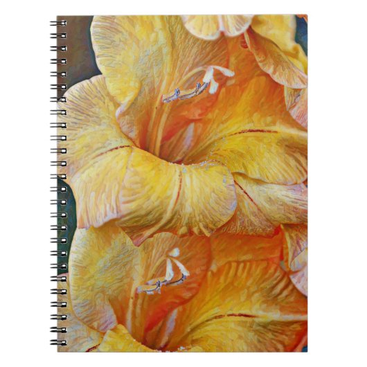 Geel Artsy Gladiolus Flower Journal Notitieboek (Voorkant)