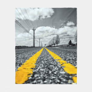 Geel asfalt snelweg creatieve fotografie fleece deken