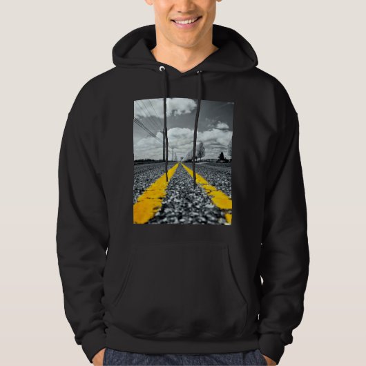 Geel asfalt snelweg creatieve fotografie hoodie (Voorkant)