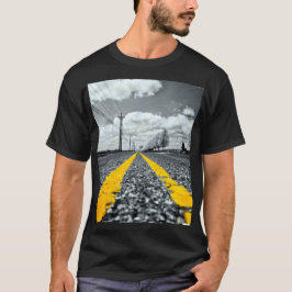 Geel asfalt snelweg creatieve fotografie t-shirt