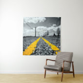 Geel asfalt snelweg creatieve fotografie wandkleed (In situ)